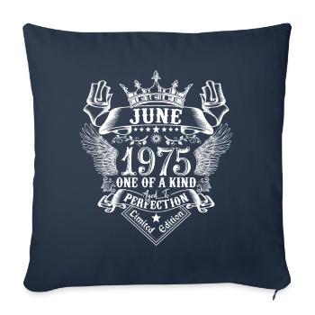 Juin 1975 anniversaire Juin 1975 Juin - Housse de coussin décorative 45 x 45 cm - bleu marine - Devant