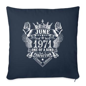 Juin 1971 anniversaire Juin 1971 Juin - Housse de coussin décorative 45 x 45 cm - bleu marine - Devant