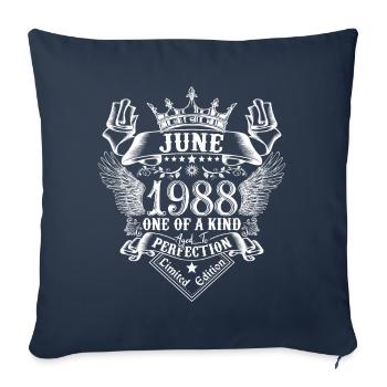 Juin 1988 anniversaire Juin 1988 Juin - Housse de coussin décorative 45 x 45 cm - bleu marine - Devant