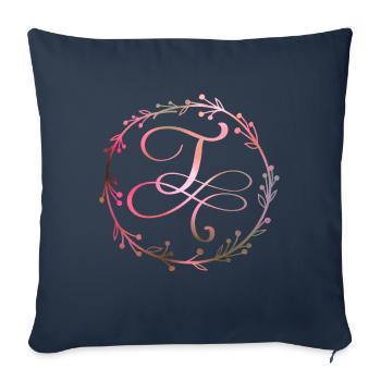 Monogram, letter T, calligraphy ornament - Sofa pillowcase 17,3'' x 17,3'' (45 x 45 cm) - navy - Front