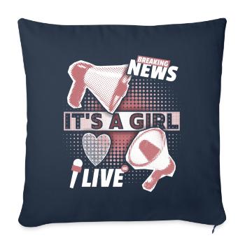Baby girl announcement with megaphone It's-a-Girl - Sofa pillowcase 17,3'' x 17,3'' (45 x 45 cm) - navy - Front