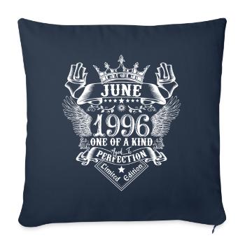 Juin 1996 anniversaire Juin 1996 Juin - Housse de coussin décorative 45 x 45 cm - bleu marine - Devant