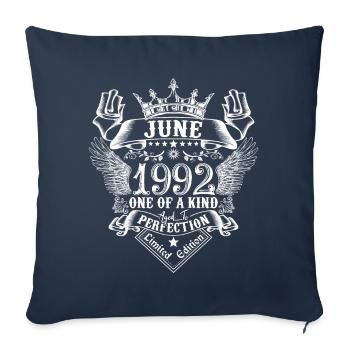 Juin 1992 anniversaire Juin 1992 Juin - Housse de coussin décorative 45 x 45 cm - bleu marine - Devant
