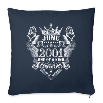 Juin 2001 anniversaire Juin 2001 Juin - Housse de coussin décorative 45 x 45 cm - bleu marine - Devant
