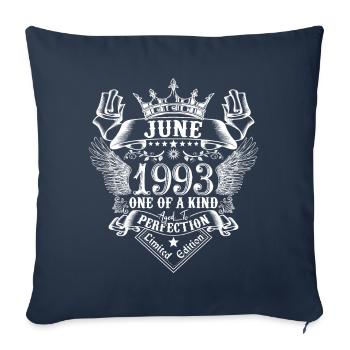 Juin 1993 anniversaire Juin 1993 Juin - Housse de coussin décorative 45 x 45 cm - bleu marine - Devant