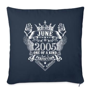 Juin 2005 anniversaire Juin 2005 Juin - Housse de coussin décorative 45 x 45 cm - bleu marine - Devant
