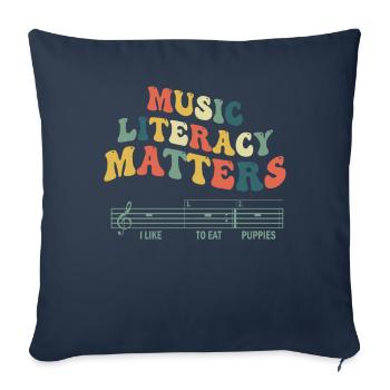 La littératie musicale, ça compte - Housse de coussin décorative 45 x 45 cm - bleu marine - Devant