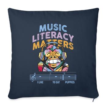 La littératie musicale, ça compte - Housse de coussin décorative 45 x 45 cm - bleu marine - Devant