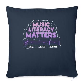 La littératie musicale, ça compte - Housse de coussin décorative 45 x 45 cm - bleu marine - Devant