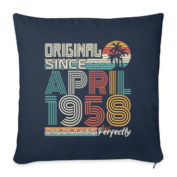 Avril 1958 anniversaire avril 1958 cadeau 1958 - Housse de coussin décorative 45 x 45 cm - bleu marine - Devant