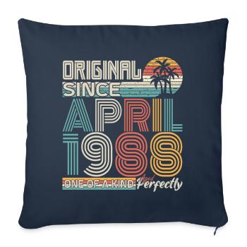 Avril 1988 anniversaire avril 1988 cadeau 1988 - Housse de coussin décorative 45 x 45 cm - bleu marine - Devant