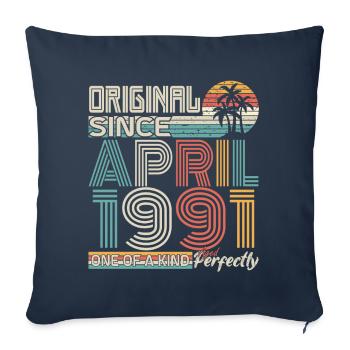 Avril 1991 anniversaire avril 1991 cadeau 1991 - Housse de coussin décorative 45 x 45 cm - bleu marine - Devant