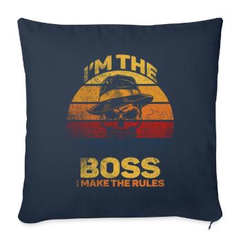 Je suis le patron Je fais les règles - Housse de coussin décorative 45 x 45 cm - bleu marine - Devant