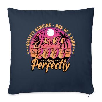 Juin 2006 anniversaire 2006 Retro 2006 Juin - Housse de coussin décorative 45 x 45 cm - bleu marine - Devant