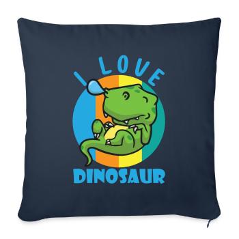 I Love Dinosaurs - Sleeping T-Rex Animated - Housse de coussin décorative 45 x 45 cm - bleu marine - Devant