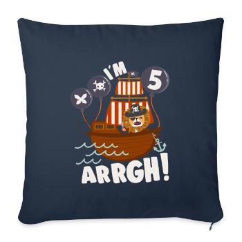 Anniversaire Pirate 5 ans Bday Party Idée cadeau - Housse de coussin décorative 45 x 45 cm - bleu marine - Devant