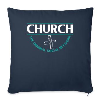 Église Le réseau social originel Foi - Housse de coussin décorative 45 x 45 cm - bleu marine - Devant