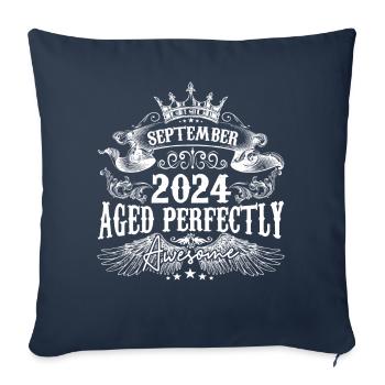 Septembre 2024 anniversaire 2024 Septembre - Housse de coussin décorative 45 x 45 cm - bleu marine - Devant
