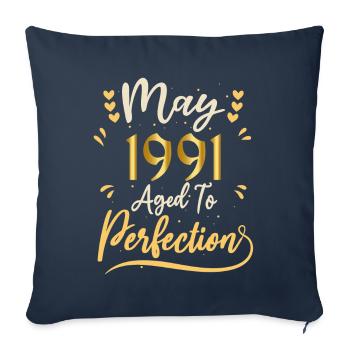 May 1991 May anniversary May 1991 - Sofa pillowcase 17,3'' x 17,3'' (45 x 45 cm) - navy - Front