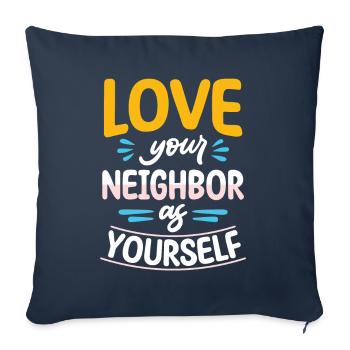 Aime ton prochain comme toi-même - Housse de coussin décorative 45 x 45 cm - bleu marine - Devant