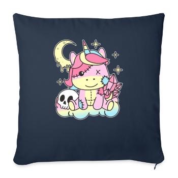 Kawaii Gothic Unicorn Pastel Gothic Goth - Housse de coussin décorative 45 x 45 cm - bleu marine - Devant
