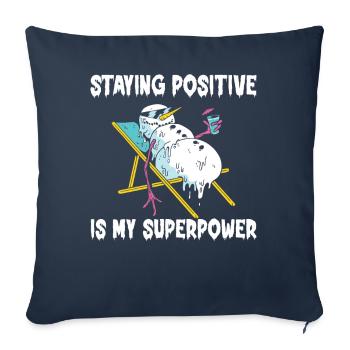 Rester positif est mon superpouvoir - Housse de coussin décorative 45 x 45 cm - bleu marine - Devant