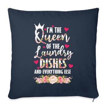 Reine de la lessive, de la vaisselle et de tout le reste - Housse de coussin décorative 45 x 45 cm - bleu marine - Devant