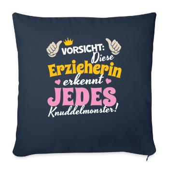 Erzieherin Abschied Knuddelmonster Erkennung Kita - Sofakissenbezug 45 x 45 cm - Navy - Vorne