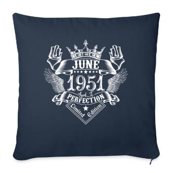 Juin 1951 | Juin 1951 anniversaire 1951 - Housse de coussin décorative 45 x 45 cm - bleu marine - Devant