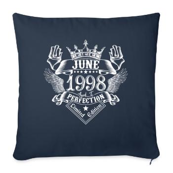 Juin 1998 | Juin 1998 anniversaire 1998 - Housse de coussin décorative 45 x 45 cm - bleu marine - Devant
