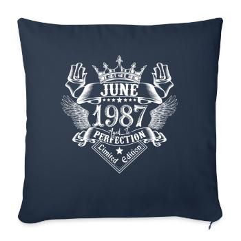 Juin 1987 | Juin 1987 anniversaire 1987 - Housse de coussin décorative 45 x 45 cm - bleu marine - Devant