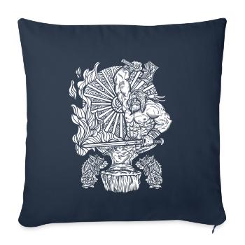 Marteau et épée de forgeron viking - Housse de coussin décorative 45 x 45 cm - bleu marine - Devant