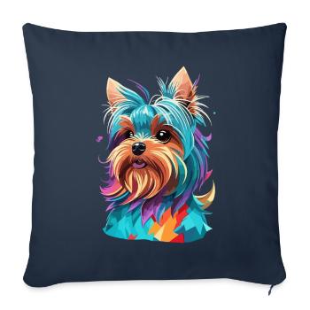 Le Yorkshire Terrier Polygon Dog Art Dogs - Housse de coussin décorative 45 x 45 cm - bleu marine - Devant