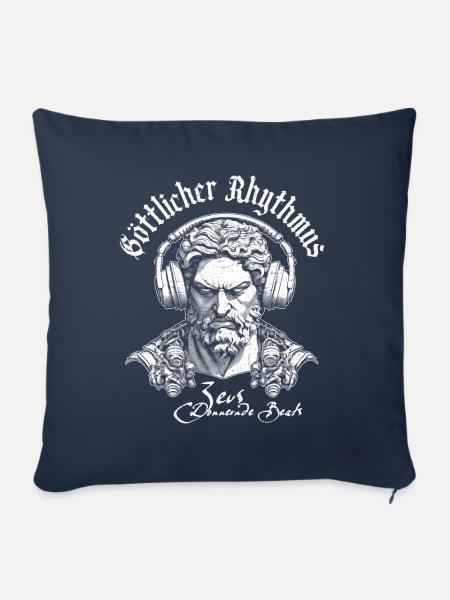 Techno-Shirt: Zeus' Party-Klänge, donnernde Beats - Sofakissenbezug 45 x 45 cm - Navy