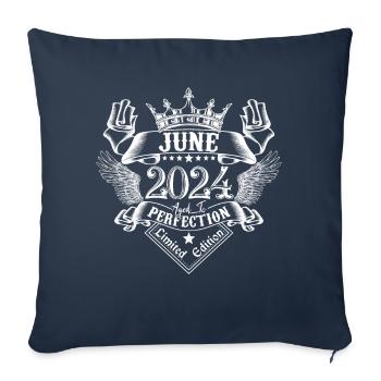 Juin 2024 | Juin 2024 anniversaire 2024 - Housse de coussin décorative 45 x 45 cm - bleu marine - Devant
