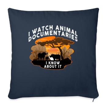 I Watch Animal Documentaries Zoo Wildlife Animals - Sofa pillowcase 17,3'' x 17,3'' (45 x 45 cm) - navy - Front