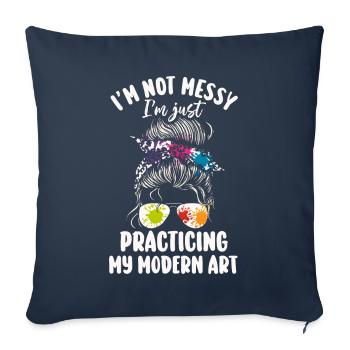Je ne suis pas une peinture d’art moderne amusante et désordonnée - Housse de coussin décorative 45 x 45 cm - bleu marine - Devant
