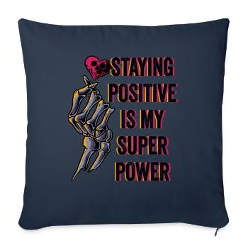 Rester positif est mon superpouvoir - Housse de coussin décorative 45 x 45 cm - bleu marine - Devant