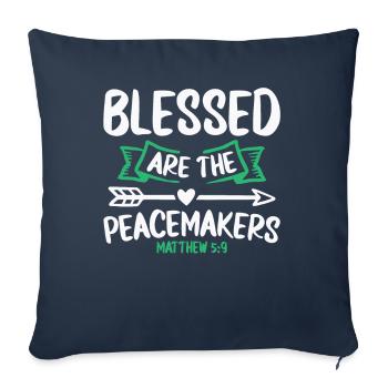 Heureux les artisans de paix, la Bible, la foi, - Housse de coussin décorative 45 x 45 cm - bleu marine - Devant