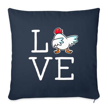 LOVE chicken lettering with cool chicken farmer - Sofa pillowcase 17,3'' x 17,3'' (45 x 45 cm) - navy - Front