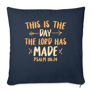 C’est le jour que le Seigneur a fait - Housse de coussin décorative 45 x 45 cm - bleu marine - Devant