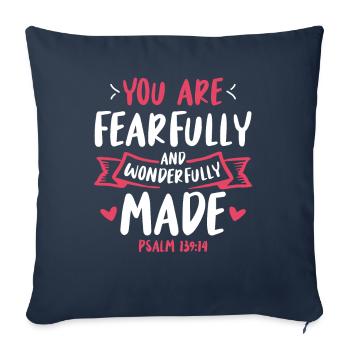 You are terrible and wonderfully made Bible verse - Sofa pillowcase 17,3'' x 17,3'' (45 x 45 cm) - navy - Front