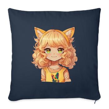 Kawaii Dogs Anime Girl Manga Dog Chibi - Sofa pillowcase 17,3'' x 17,3'' (45 x 45 cm) - navy - Front