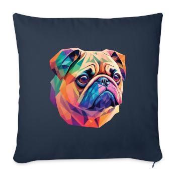 Mops Hund Polygon Kunst Geometrische Pug Hunde - Sofakissenbezug 45 x 45 cm - Navy - Vorne