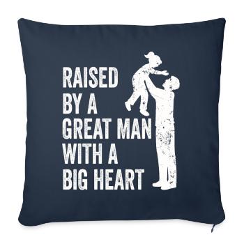 Élevé par un grand homme au grand cœur Fête des pères - Housse de coussin décorative 45 x 45 cm - bleu marine - Devant