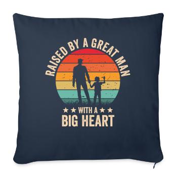Élevé par un grand homme au grand cœur Fête des pères - Housse de coussin décorative 45 x 45 cm - bleu marine - Devant