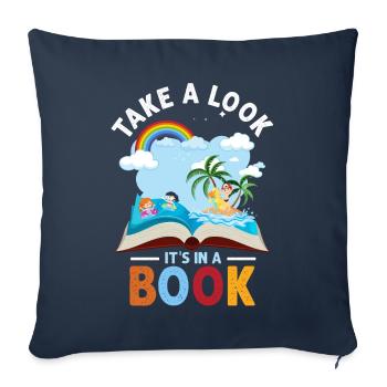 Jetez un coup d’œil C’est dans un rat de bibliothèque de lecture de livre - Housse de coussin décorative 45 x 45 cm - bleu marine - Devant