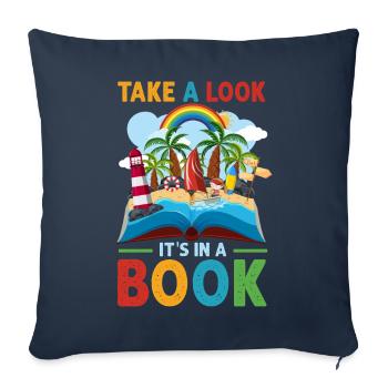 Jetez un coup d’œil C’est dans un rat de bibliothèque de lecture de livre - Housse de coussin décorative 45 x 45 cm - bleu marine - Devant