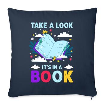 Jetez un coup d’œil C’est dans un rat de bibliothèque de lecture de livre - Housse de coussin décorative 45 x 45 cm - bleu marine - Devant