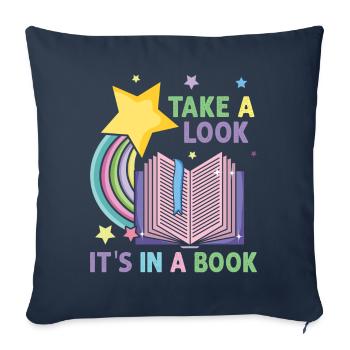 Jetez un coup d’œil C’est dans un rat de bibliothèque de lecture de livre - Housse de coussin décorative 45 x 45 cm - bleu marine - Devant